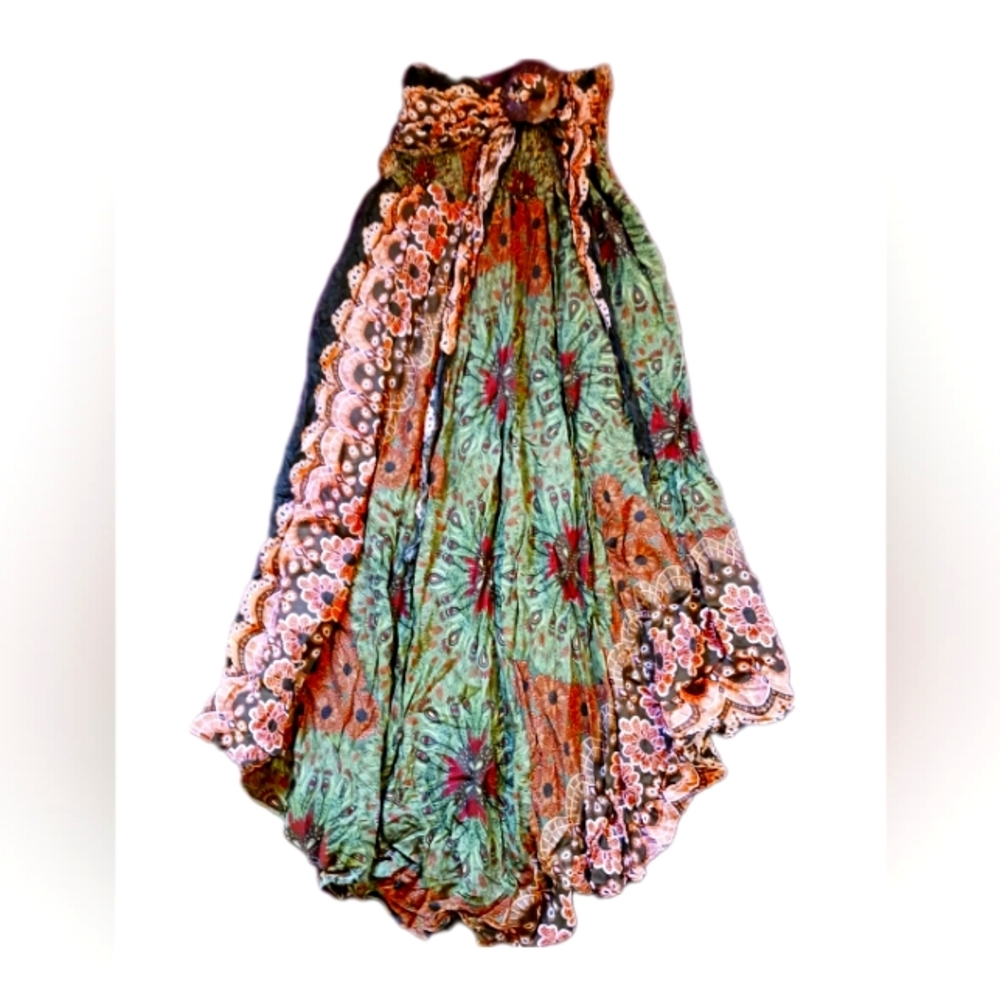 Bohemian Thai dress/skirt with coconut shell buckle